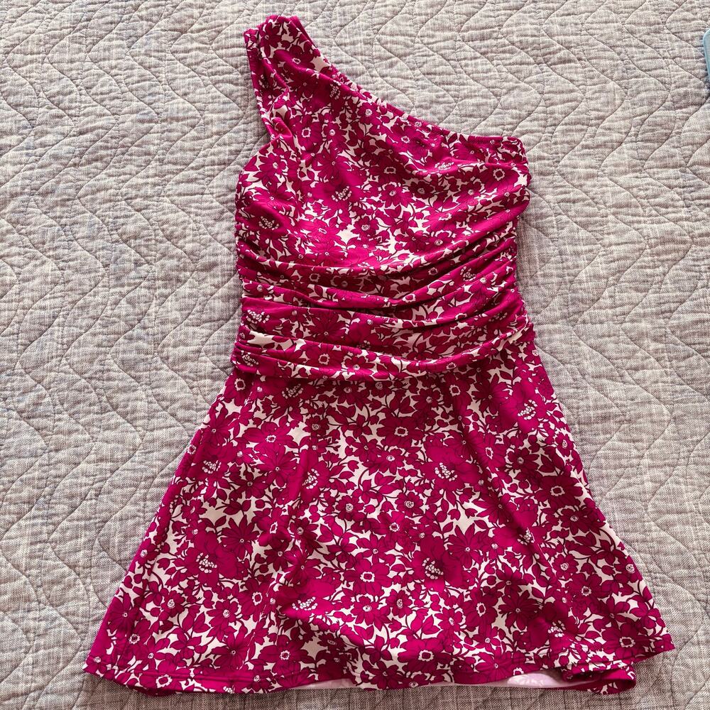 JCrew Swim Dress Festival Pink Floral Size 4 EUC Barbie Preppy Vacation Cruise - Picture 3 of 8